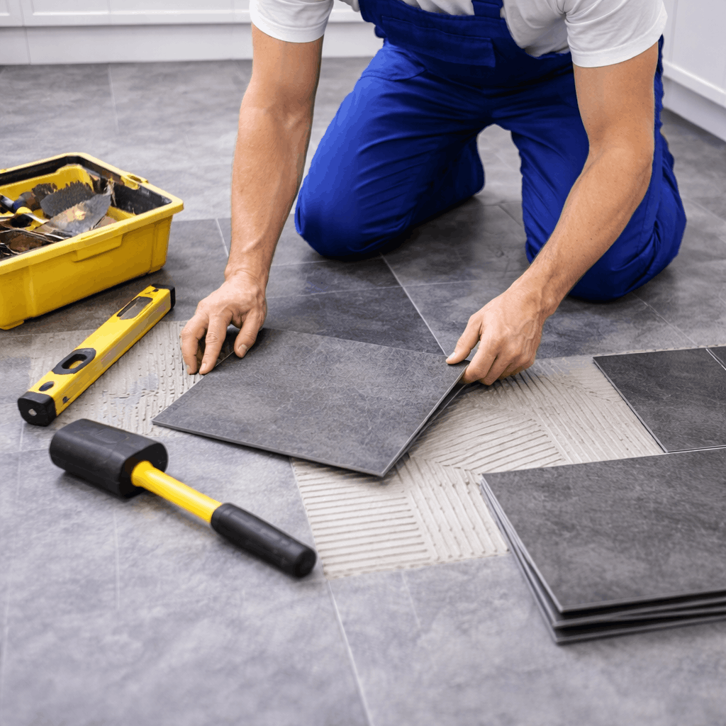 Vinyl tiles flooring installation