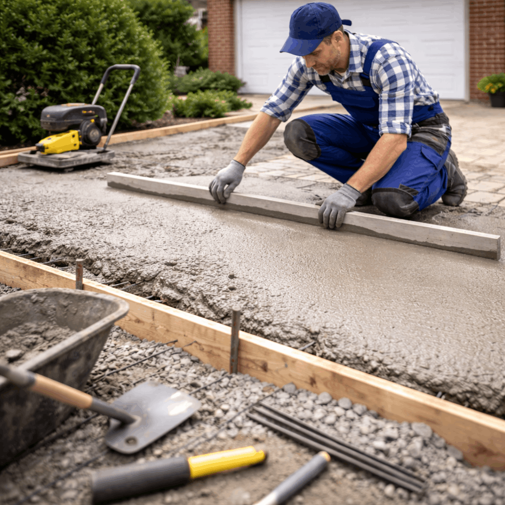 Concrete driveway installation