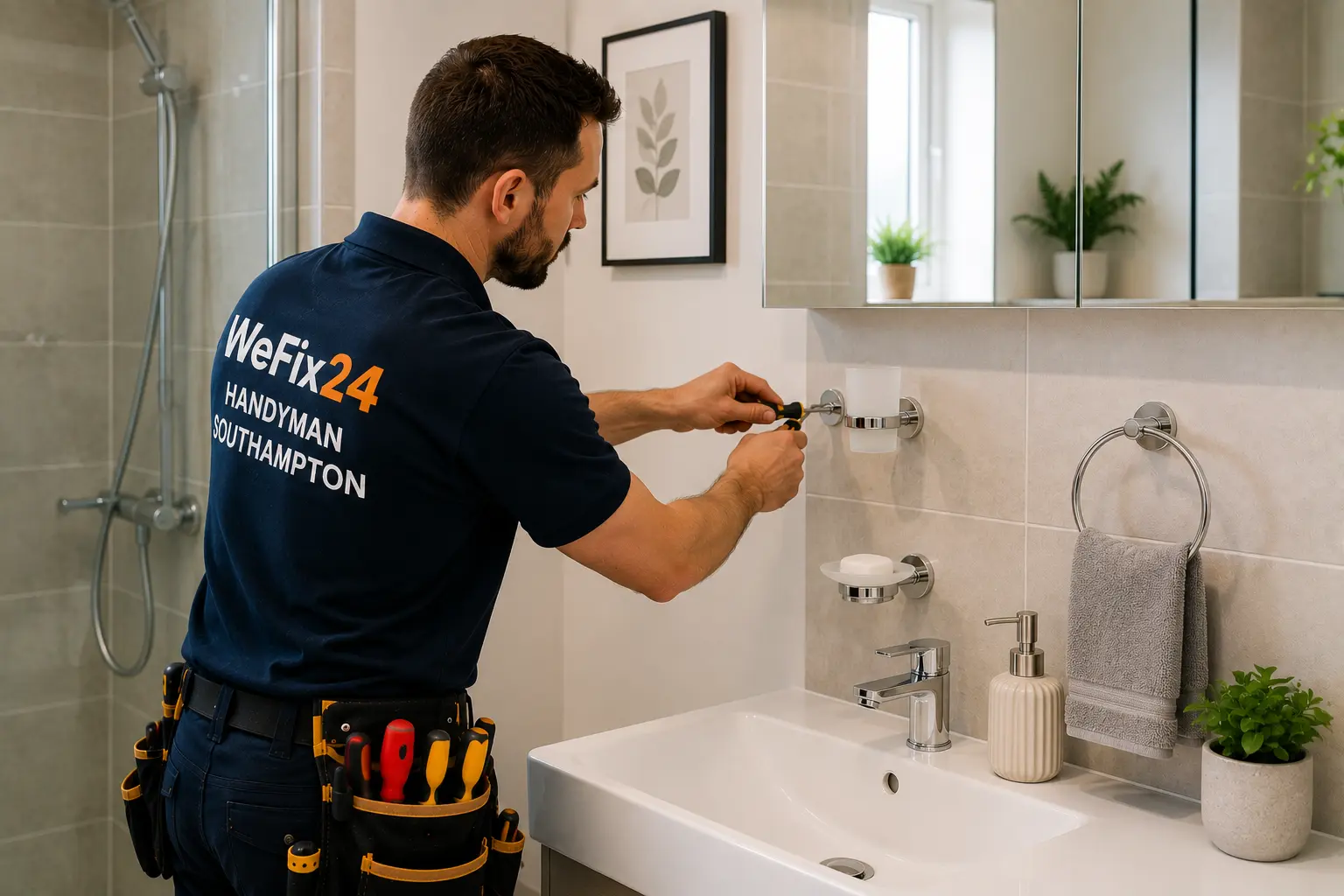 Bathroom accessory installation in Sarisbury Green
