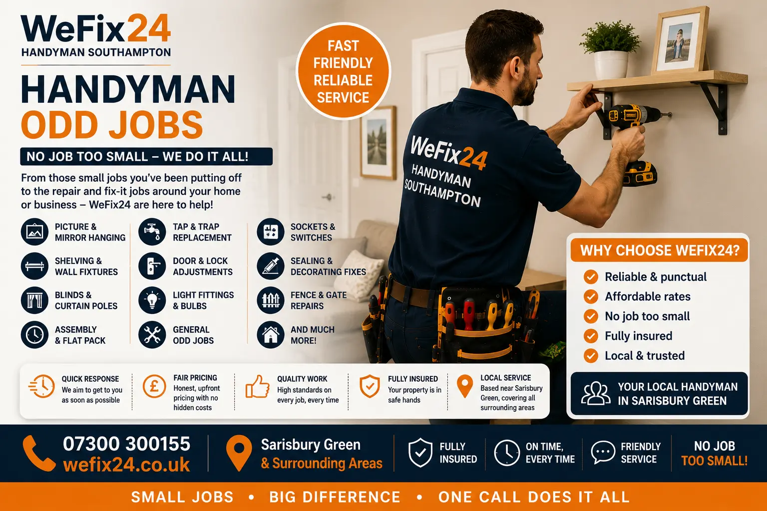 Handyman completing a list of odd jobs in a Sarisbury Green home